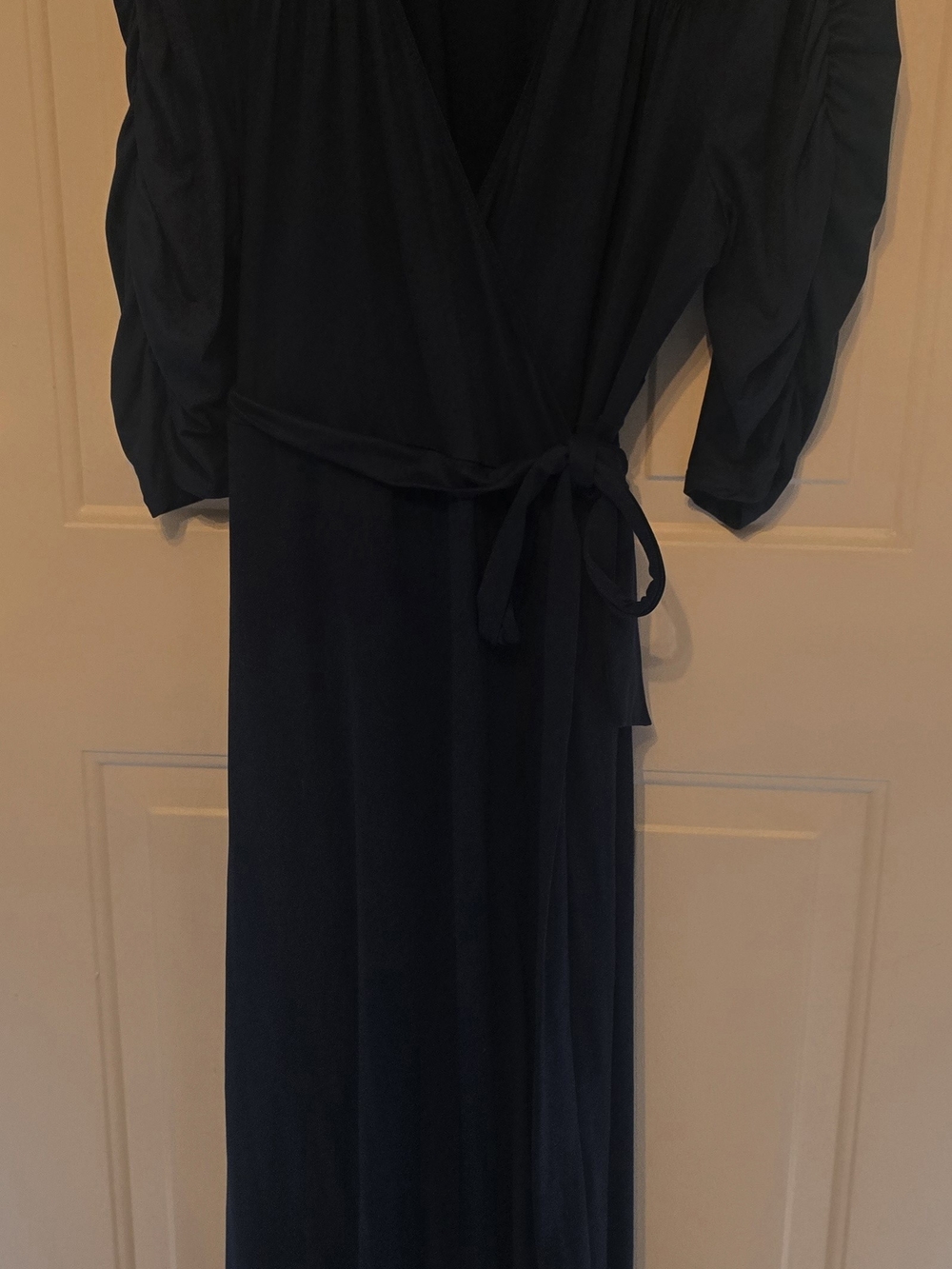 Kiyonna Dark Blue Wrap Maxi Dress with Tie Waist